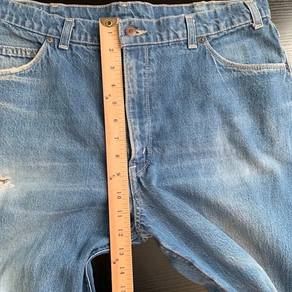 Vintage Levi's Blue Tab Movin' On Distressed Denim Jeans‎ Embroidered Men's 38